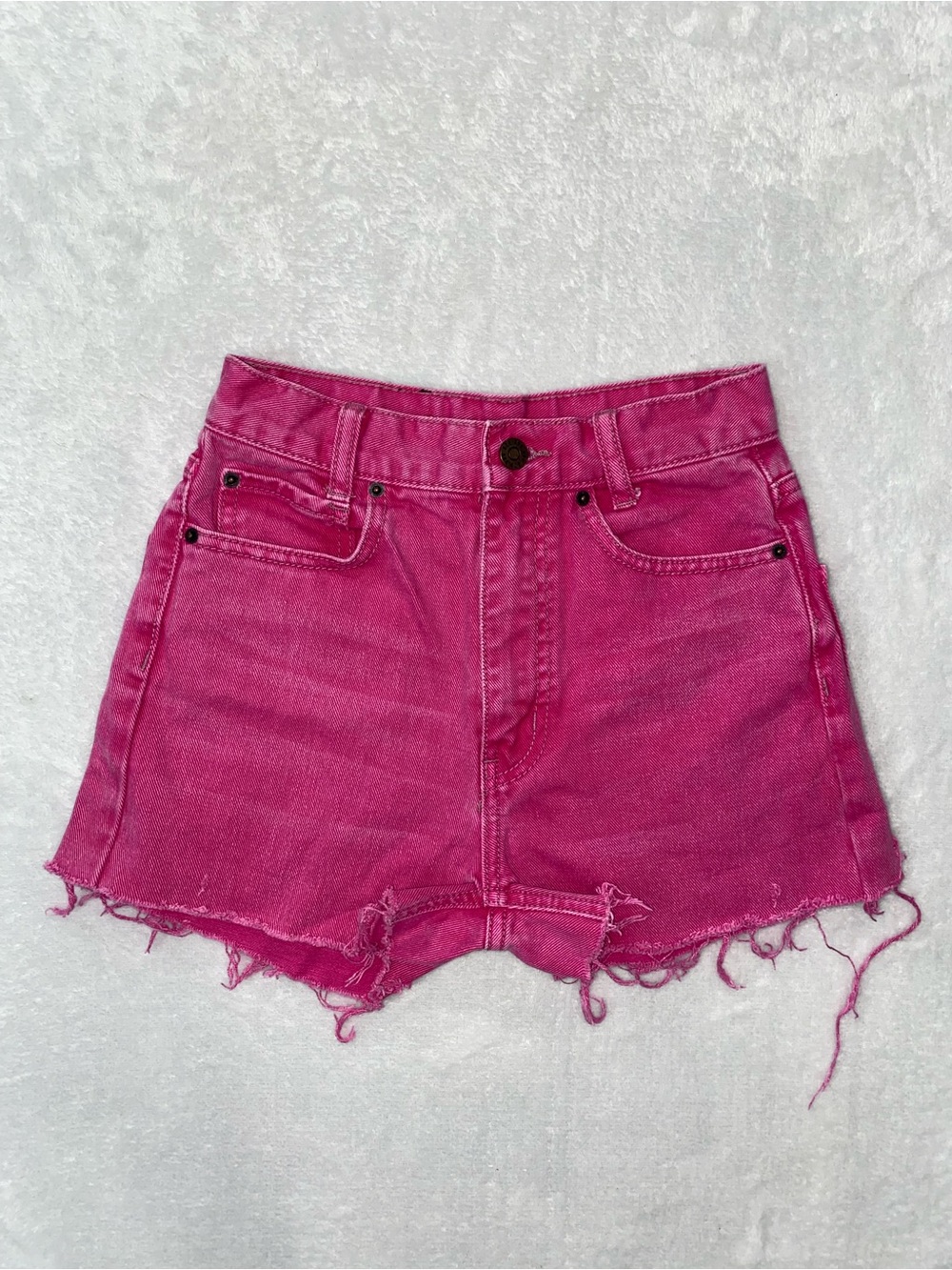 BDG Hot Pink High and Wide Denim Shorts - (24)
